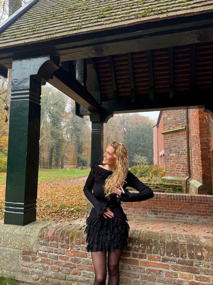 Zwarte co-ord set met kanten details