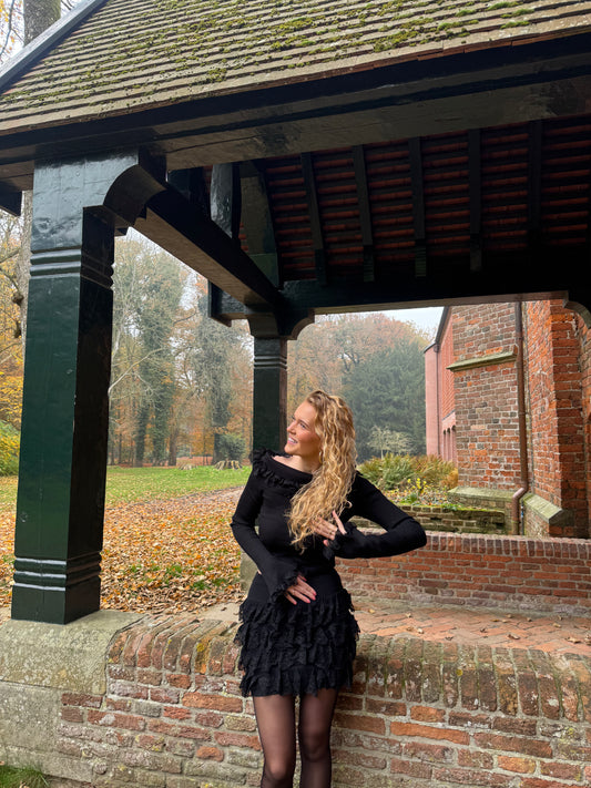 Zwarte co-ord set met kanten details