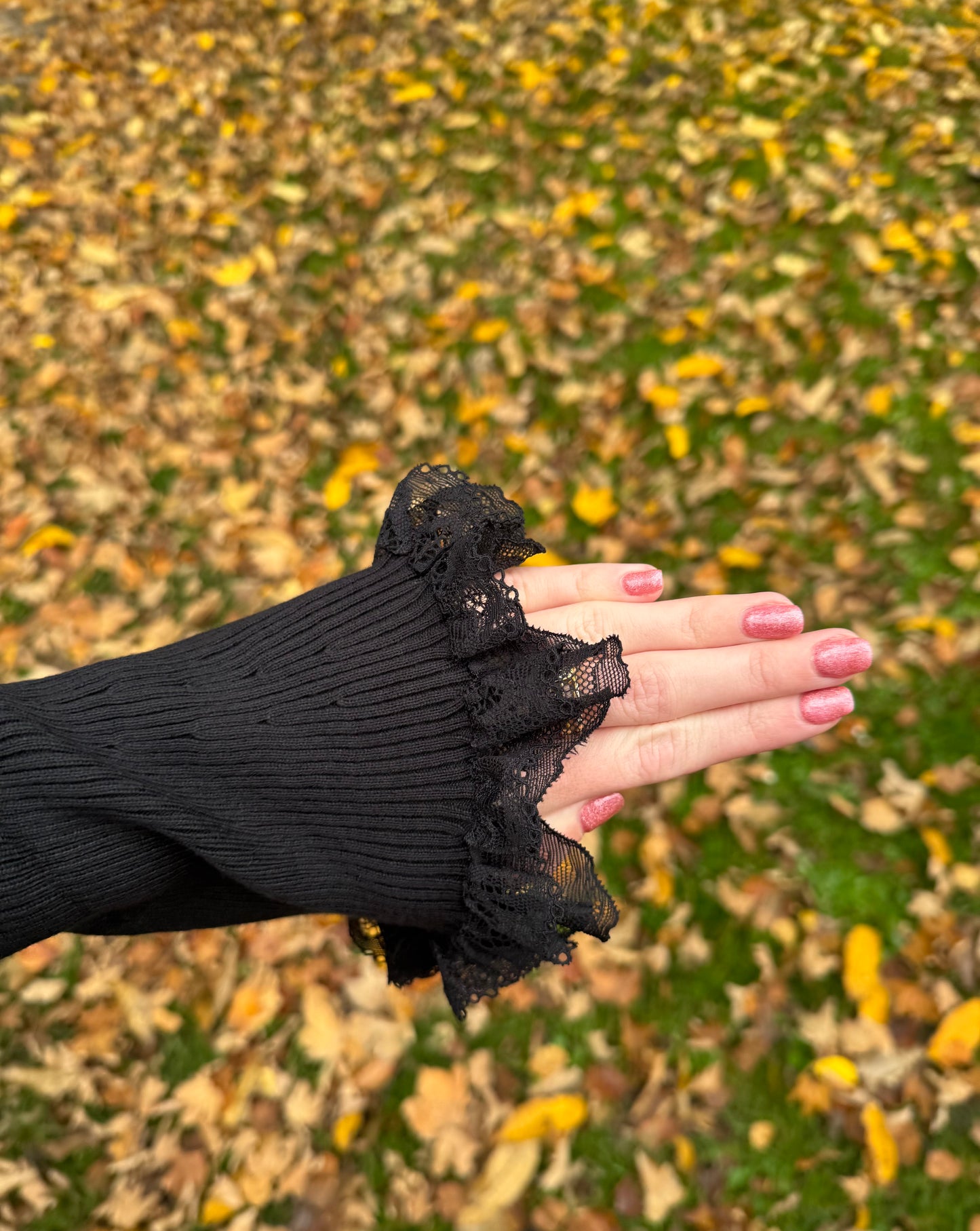 Zwarte co-ord set met kanten details