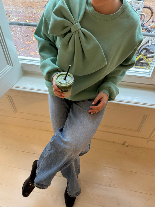 Mintgroene strik trui